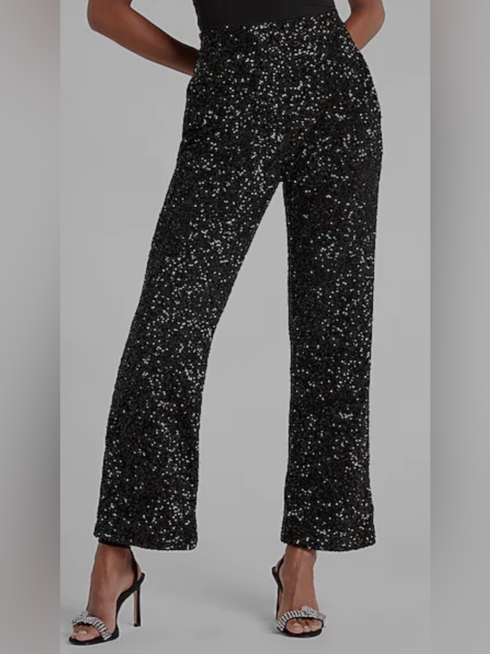 EXPRESS Women’s High Waisted Sequin Black Trouser XSP